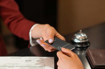 hospitality sector – front desk check-in with keycard handover